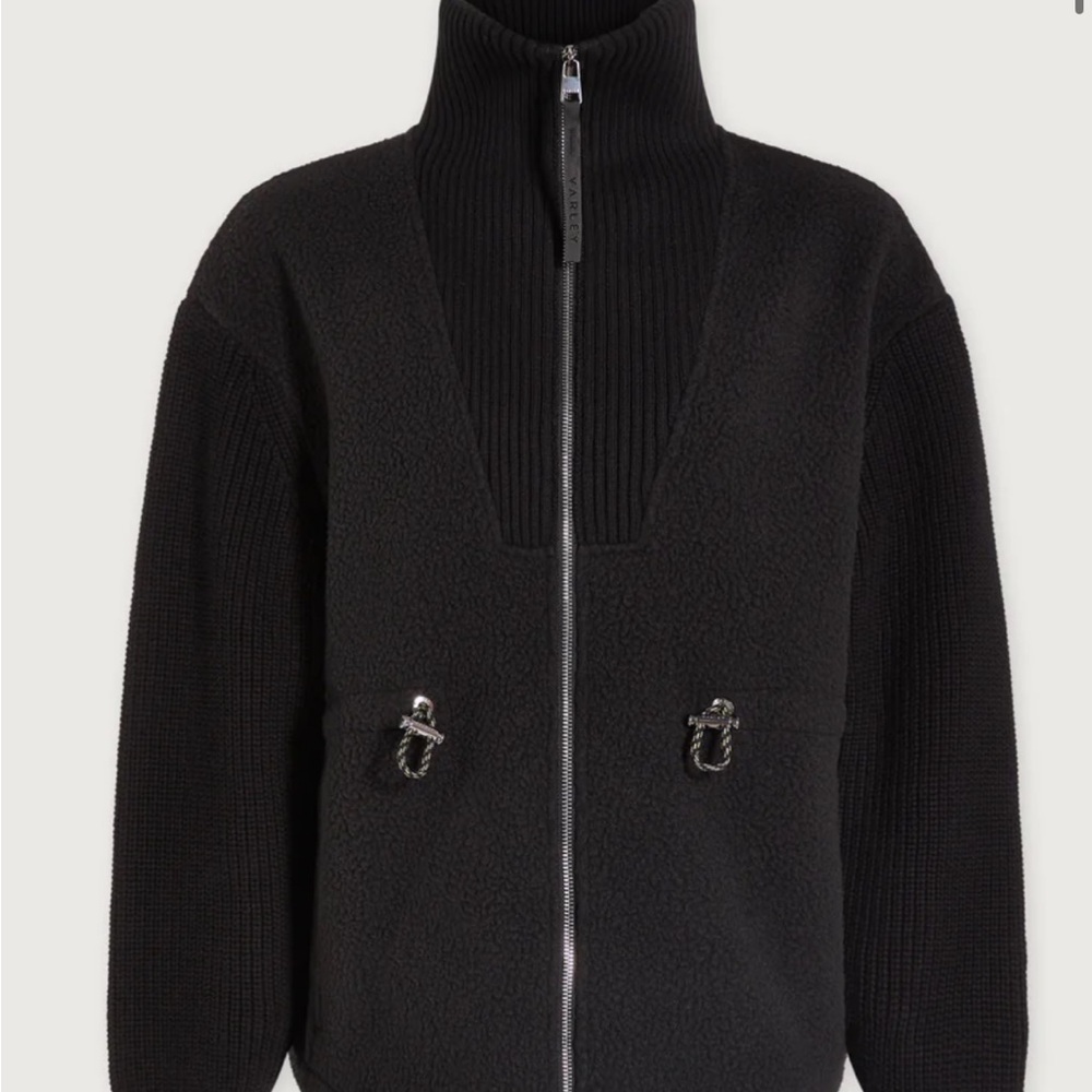 NWT new Anthropologie Varley Renea Fleece long Jacket in Black M super soft - Picture 4 of 8